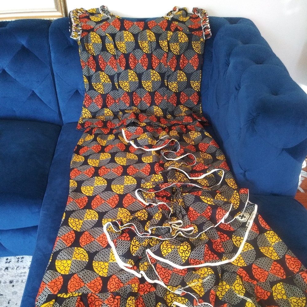 Ankara African 2 piece custom dress plus size 18. Multi colour print. Fully line